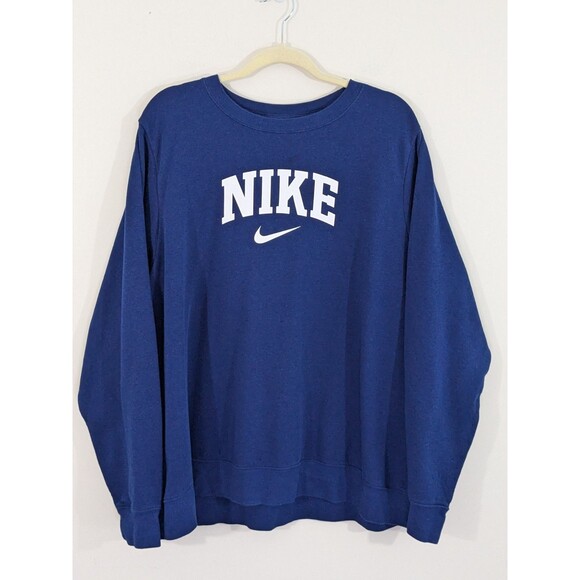 Nike Tops - Nike Sweatshirt Womens 3X Spell Out Swoosh Blue Sportswear Pullover Sweater